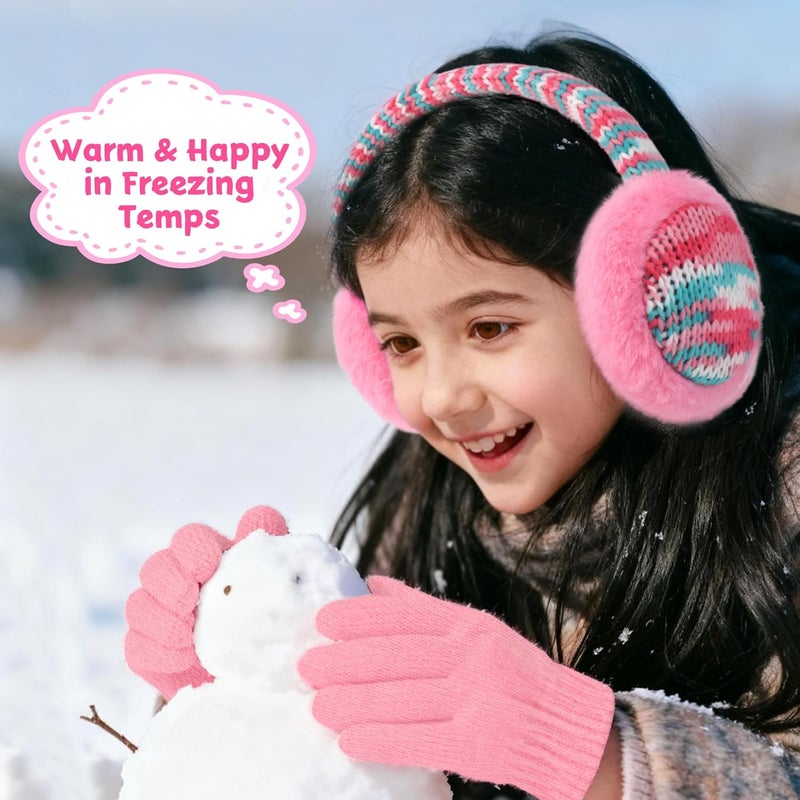 SEDUXI Kids Winter Ear Muffs with Gloves Set - Plush Knit Earmuffs & Mittens, Adjustable Soft Ear Warmers for Boys Girls 3-16 Years - Image 4